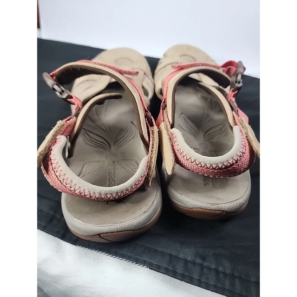 Merrell Leather Mary Janes Shoes Size 10 Brown Pink Mesh Sandals